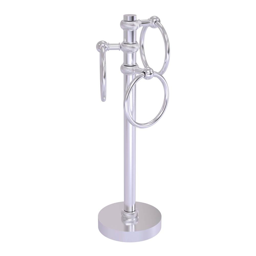 Allied Brass TS-4L Floor 4 Pivoting Swing Arm Holder Towel Stand Matte White 
