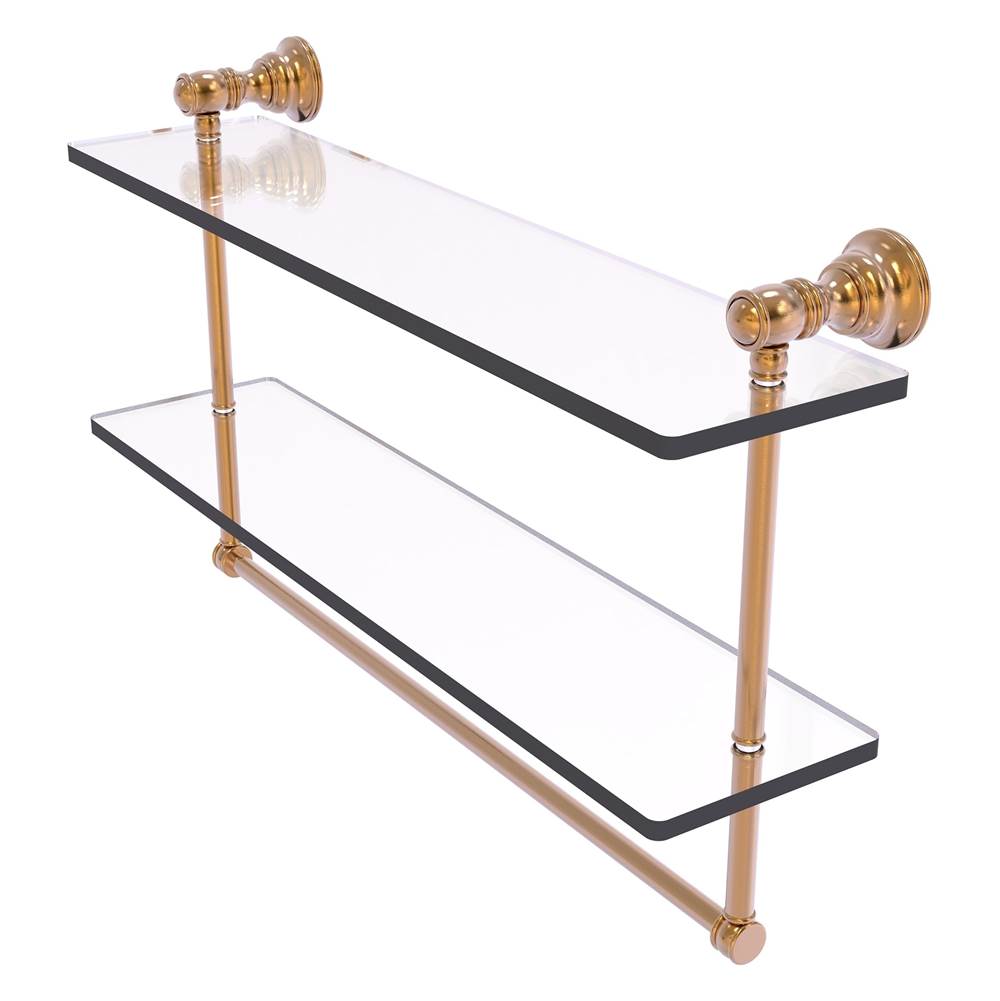 Allied Brass Carolina Collection 22 Inch Double Glass Shelf with Towel Bar - Brushed Bronze