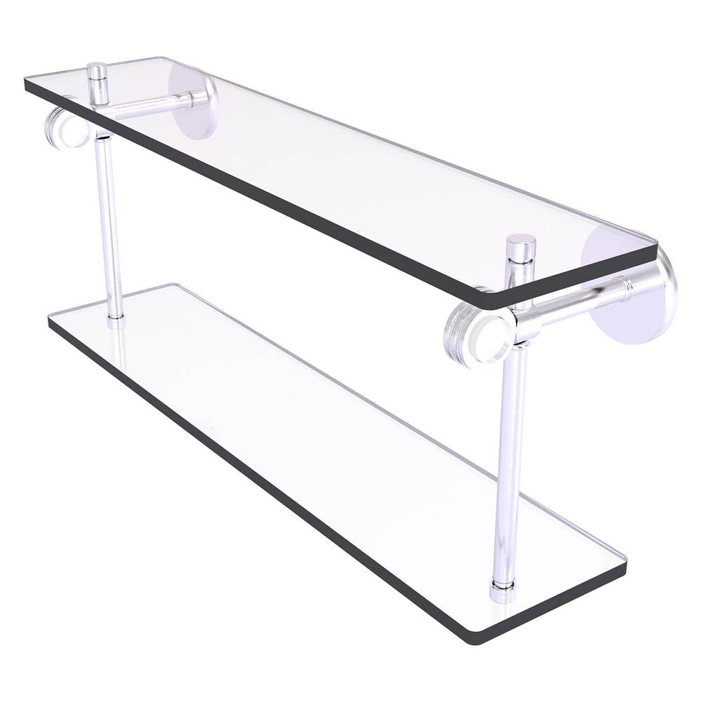 Allied Brass Clearview Collection 16 Inch Double Glass Shelf with Dotted Accents - Satin Chrome