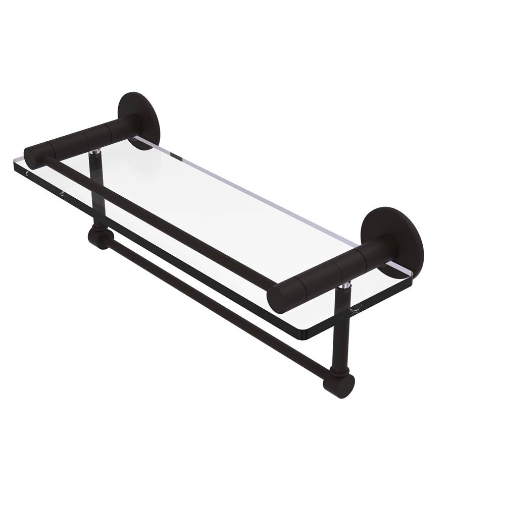 Allied Brass Fresno Collection 16 Inch Glass Shelf with Vanity Rail and Integrated Towel Bar