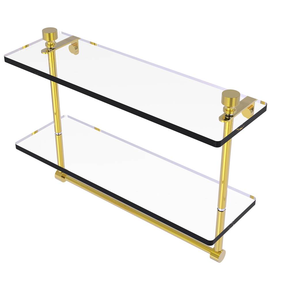 Allied Brass Foxtrot Collection 16 Inch Two Tiered Glass Shelf with Integrated Towel Bar
