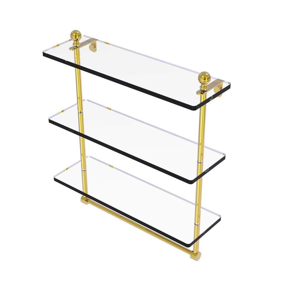 Allied Brass MA-1/16TB-BBR Mambo 16 Inch Glass Vanity Shelf with Integrated Towel Bar Brushed Bronze 