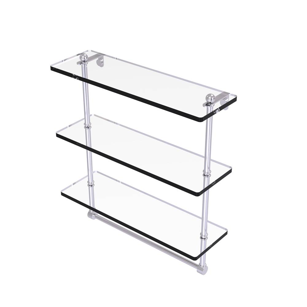 Allied Brass 16 Inch Triple Tiered Glass Shelf with Integrated Towel Bar