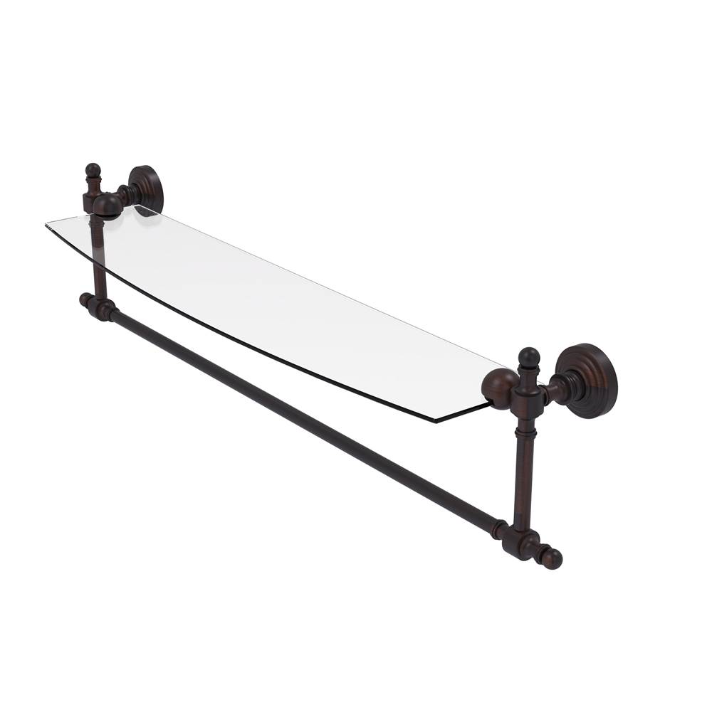 Allied Brass Retro Wave Collection 24 Inch Glass Vanity Shelf with Integrated Towel Bar