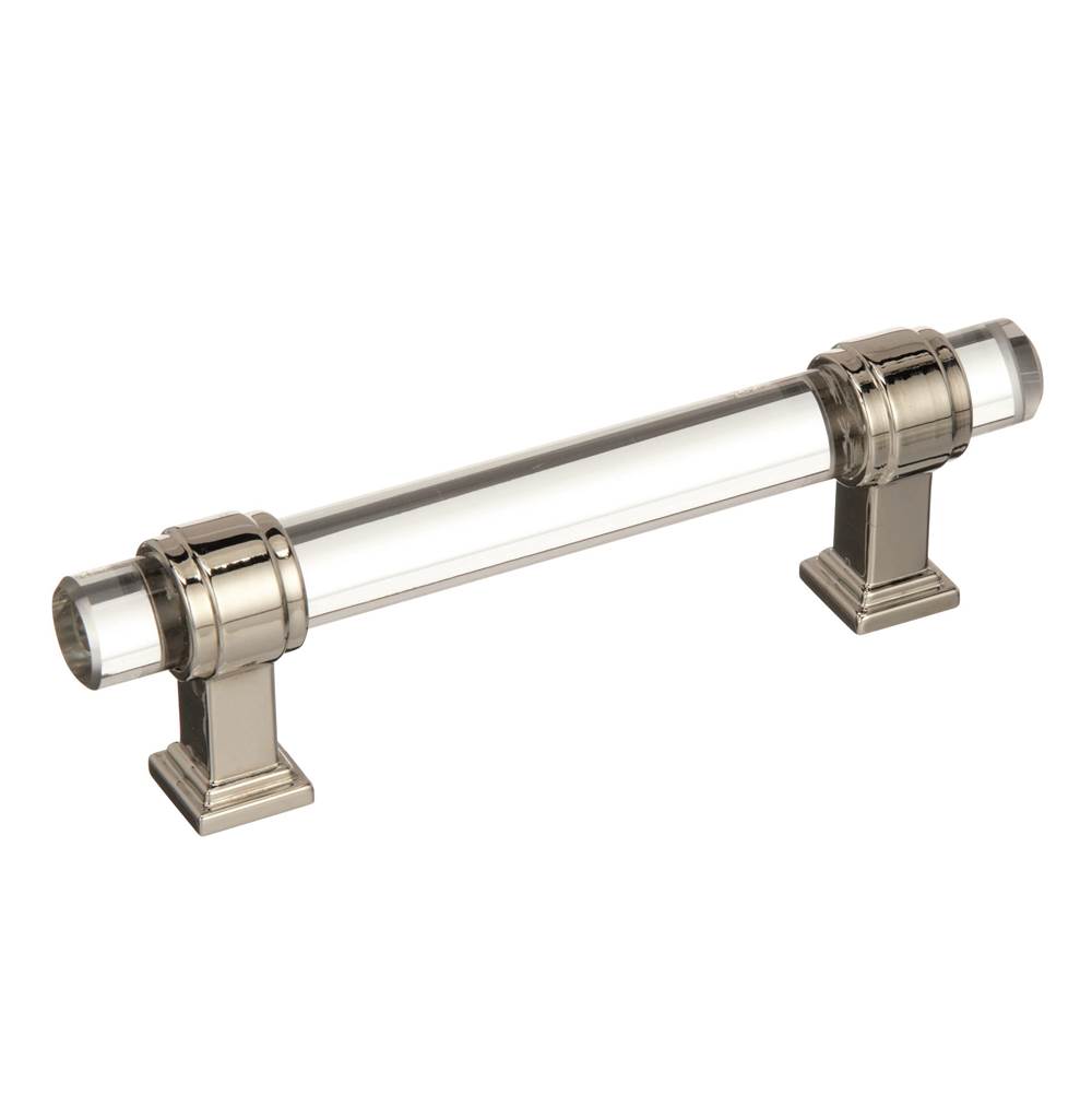Amerock Glacio 3-3/4 in (96 mm) Center-to-Center Clear/Polished Nickel Cabinet Pull