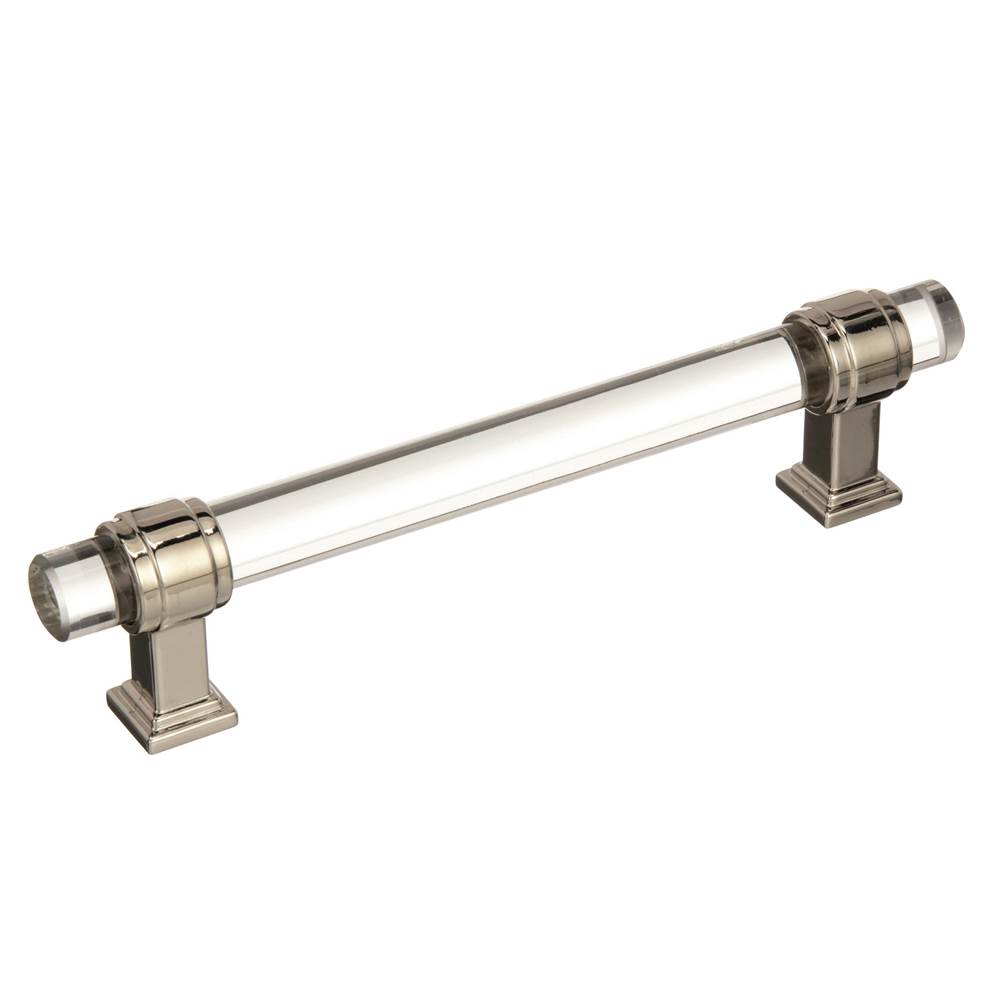 Amerock Glacio 5-1/16 in (128 mm) Center-to-Center Clear/Polished Nickel Cabinet Pull