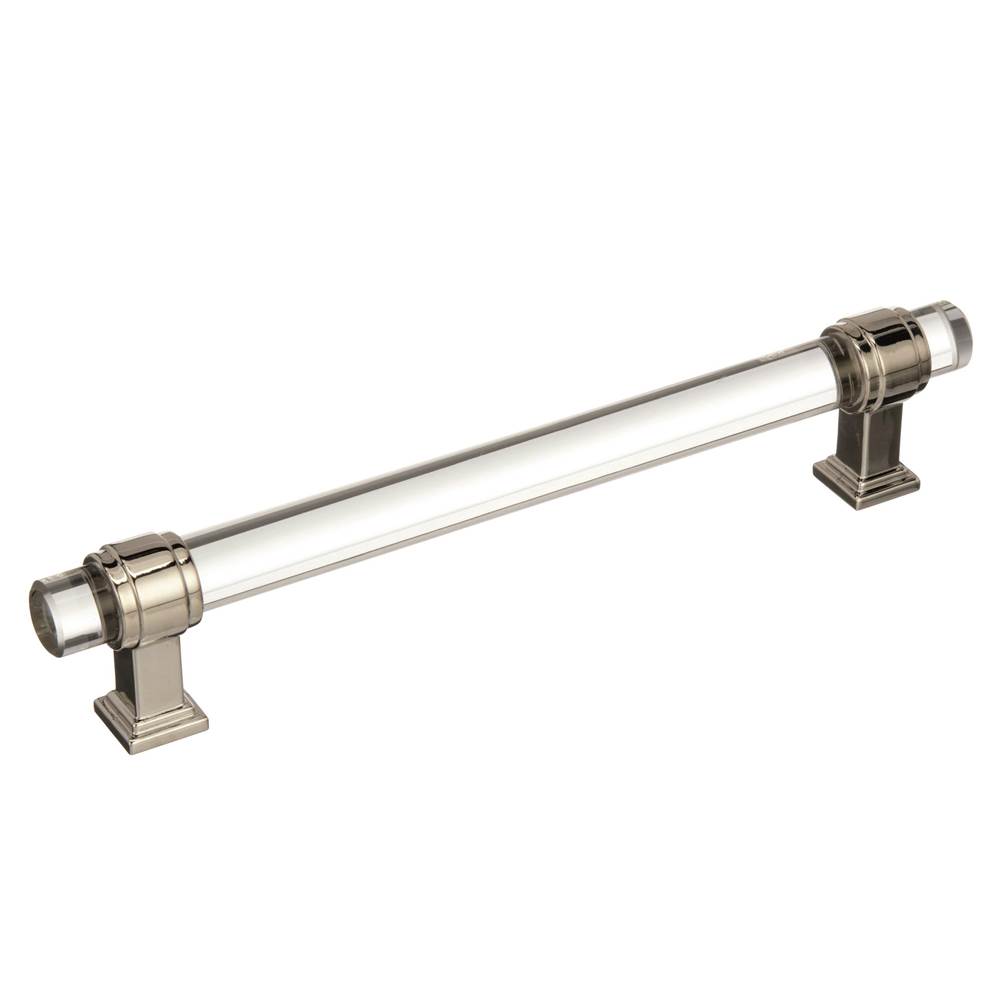 Amerock Glacio 6-5/16 in (160 mm) Center-to-Center Clear/Polished Nickel Cabinet Pull