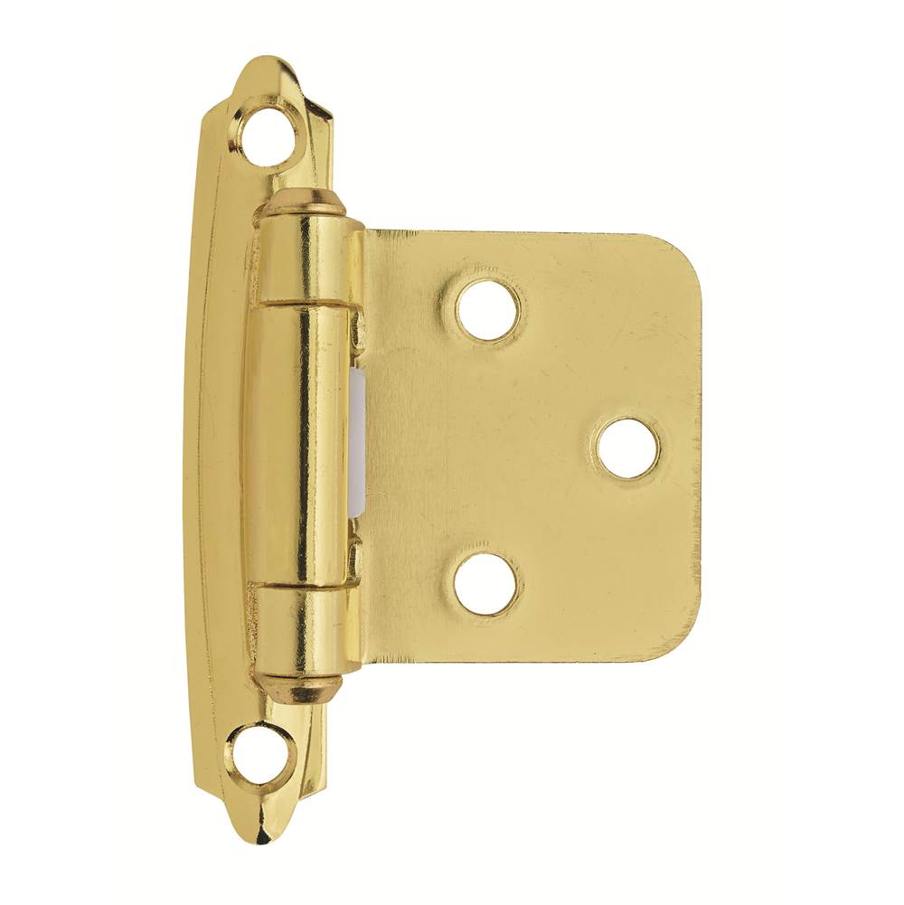 Amerock Variable Overlay Self-Closing, Face Mount Polished Brass Hinge - 2 Pack