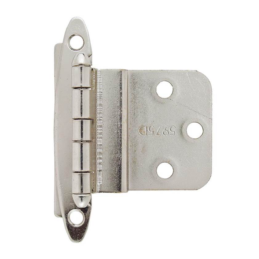 Amerock 3/8in (10 mm) Inset Non Self-Closing, Face Mount Polished Chrome Hinge - 2 Pack