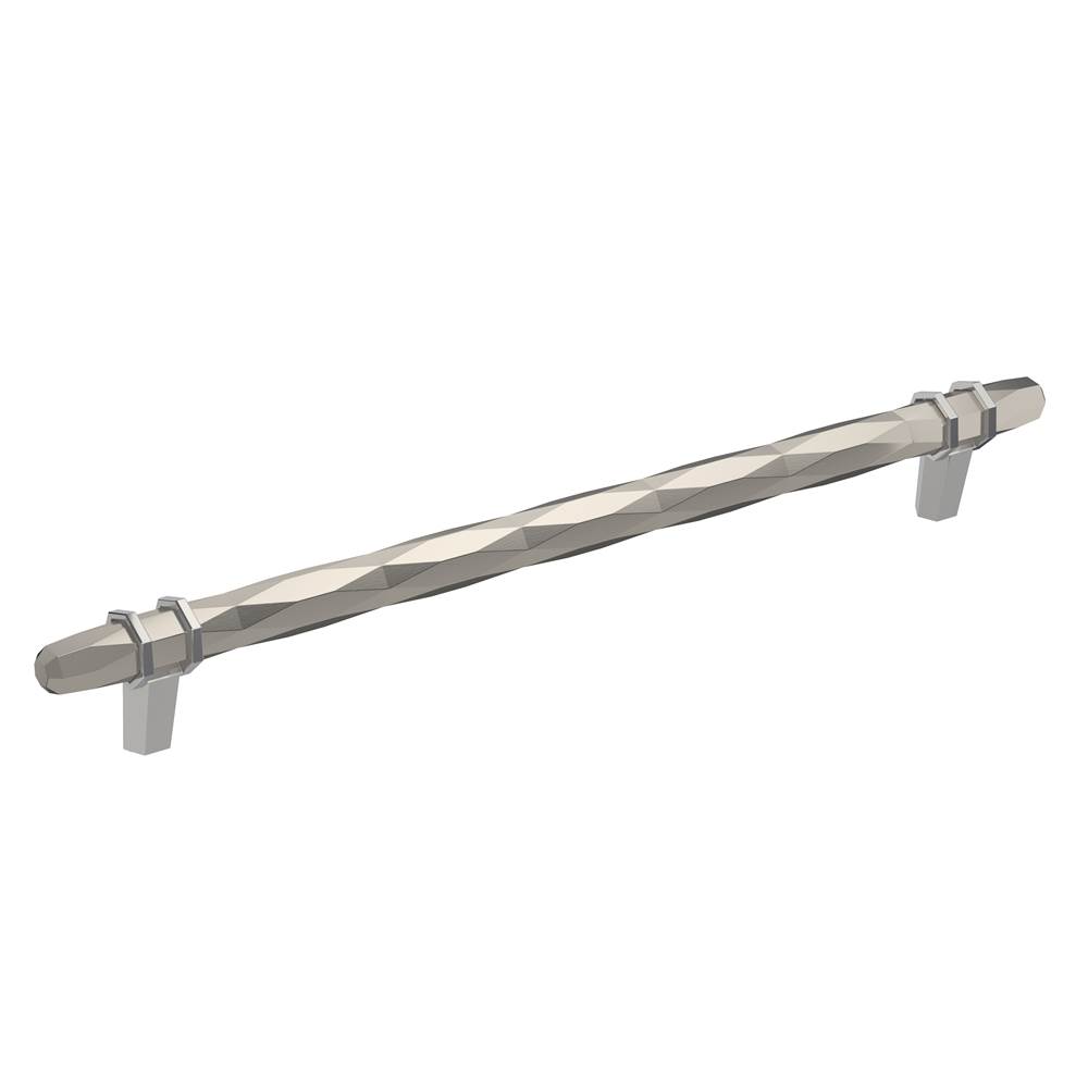 Amerock London 10-1/16 in (256 mm) Center-to-Center Satin Nickel/Polished Chrome Cabinet Pull