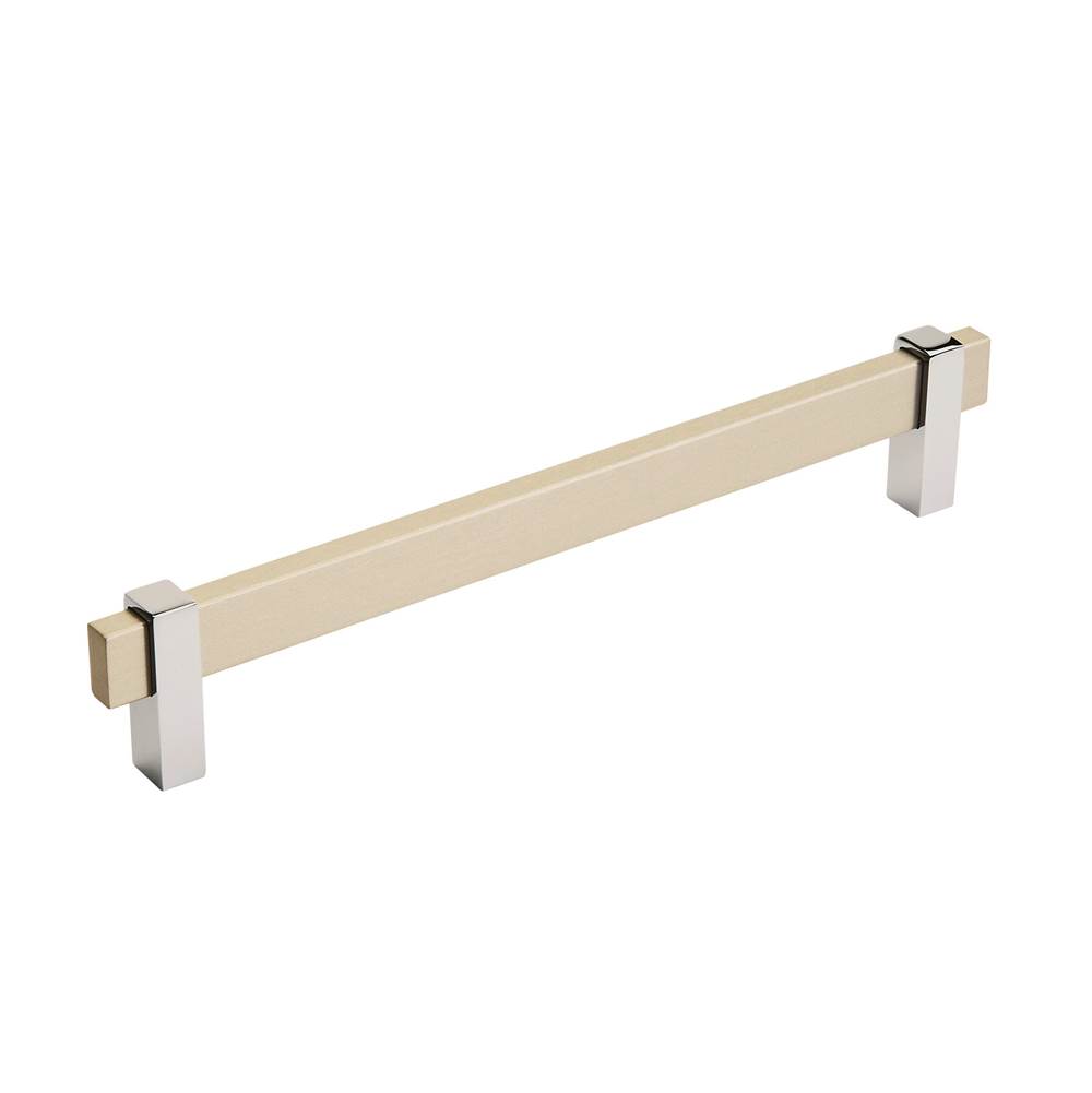 Amerock Mulino 7-9/16 in (192 mm) Center-to-Center Silver Champagne/Polished Chrome Cabinet Pull