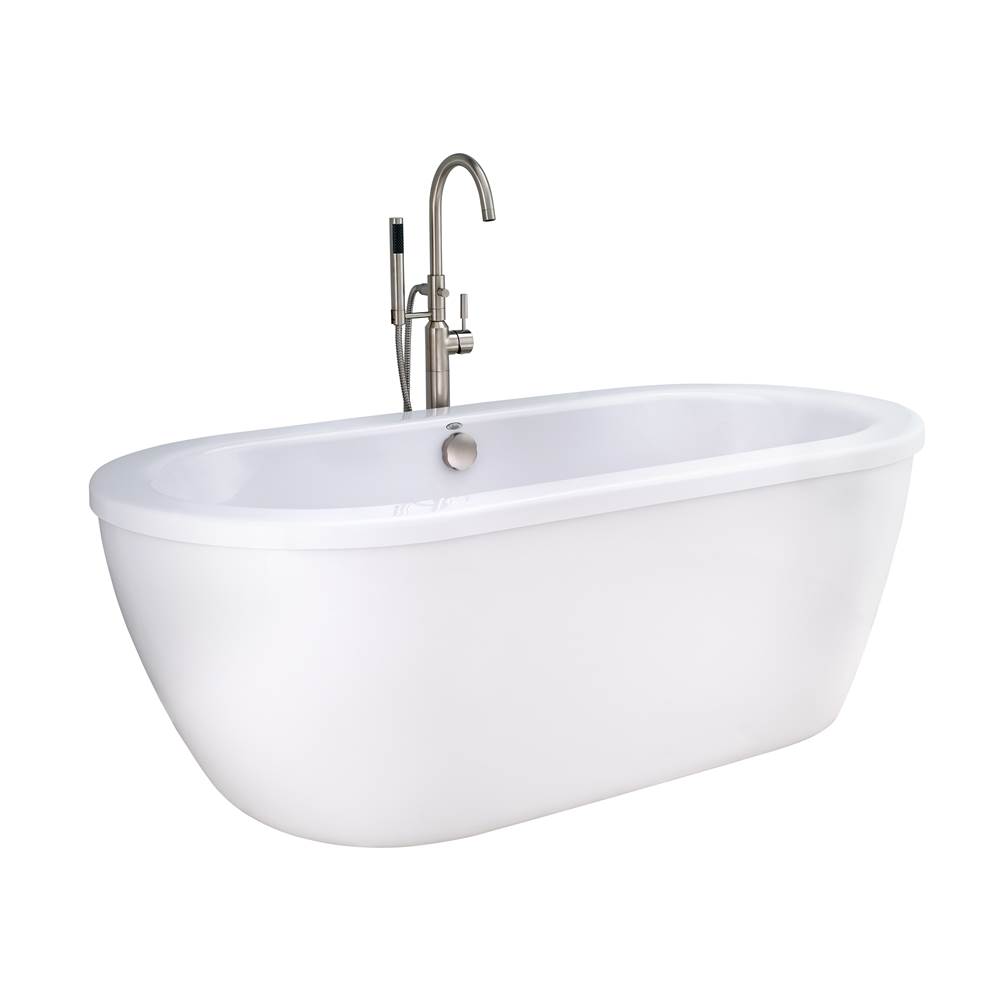 American Standard Cadet® 66 x 32-Inch Freestanding Bathtub With Brushed Nickel Finish Filler and Drain Kit