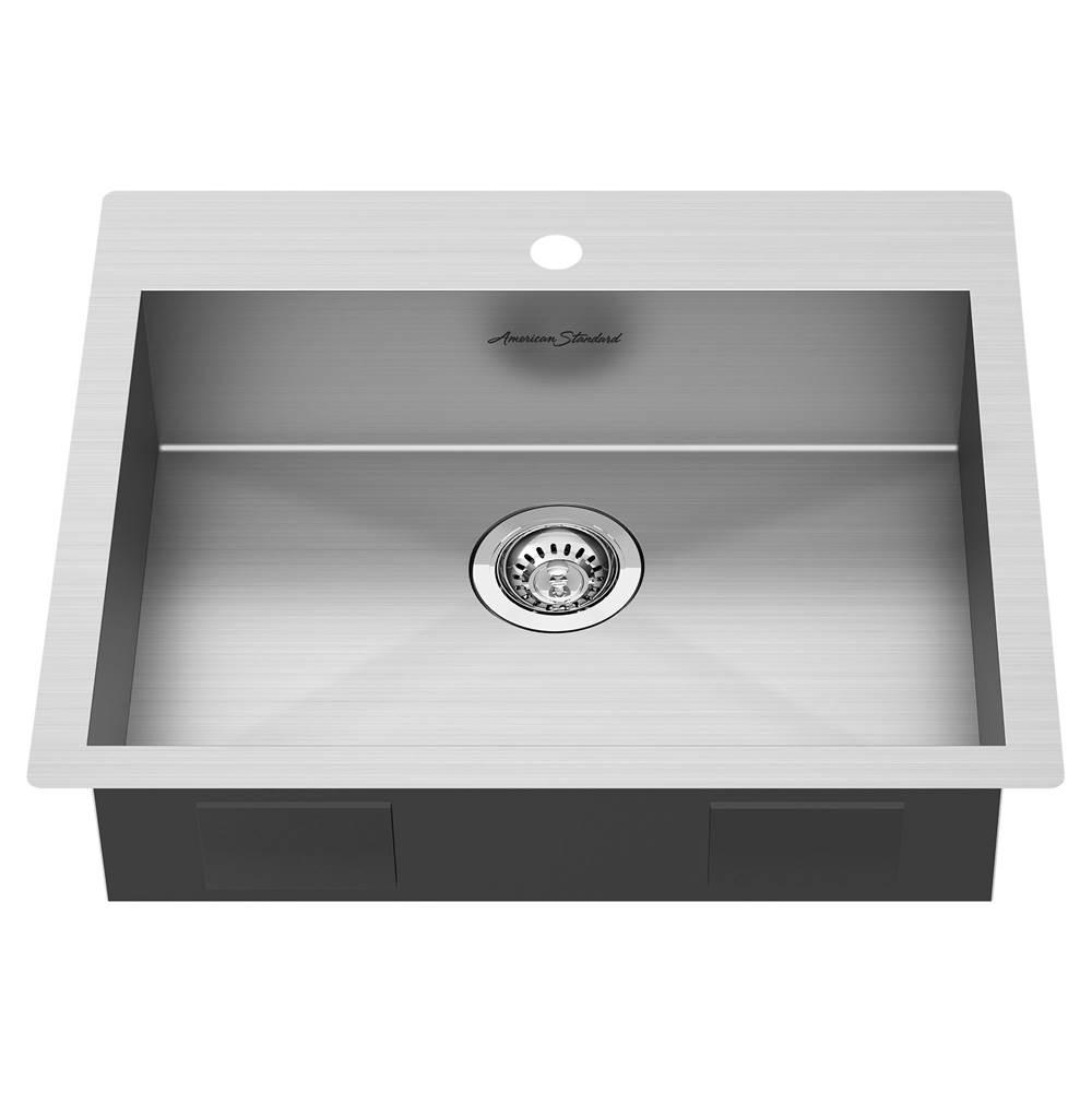 American Standard Edgewater® 25 x 22-Inch Stainless Steel 1-Hole Dual Mount Single-Bowl ADA Kitchen Sink