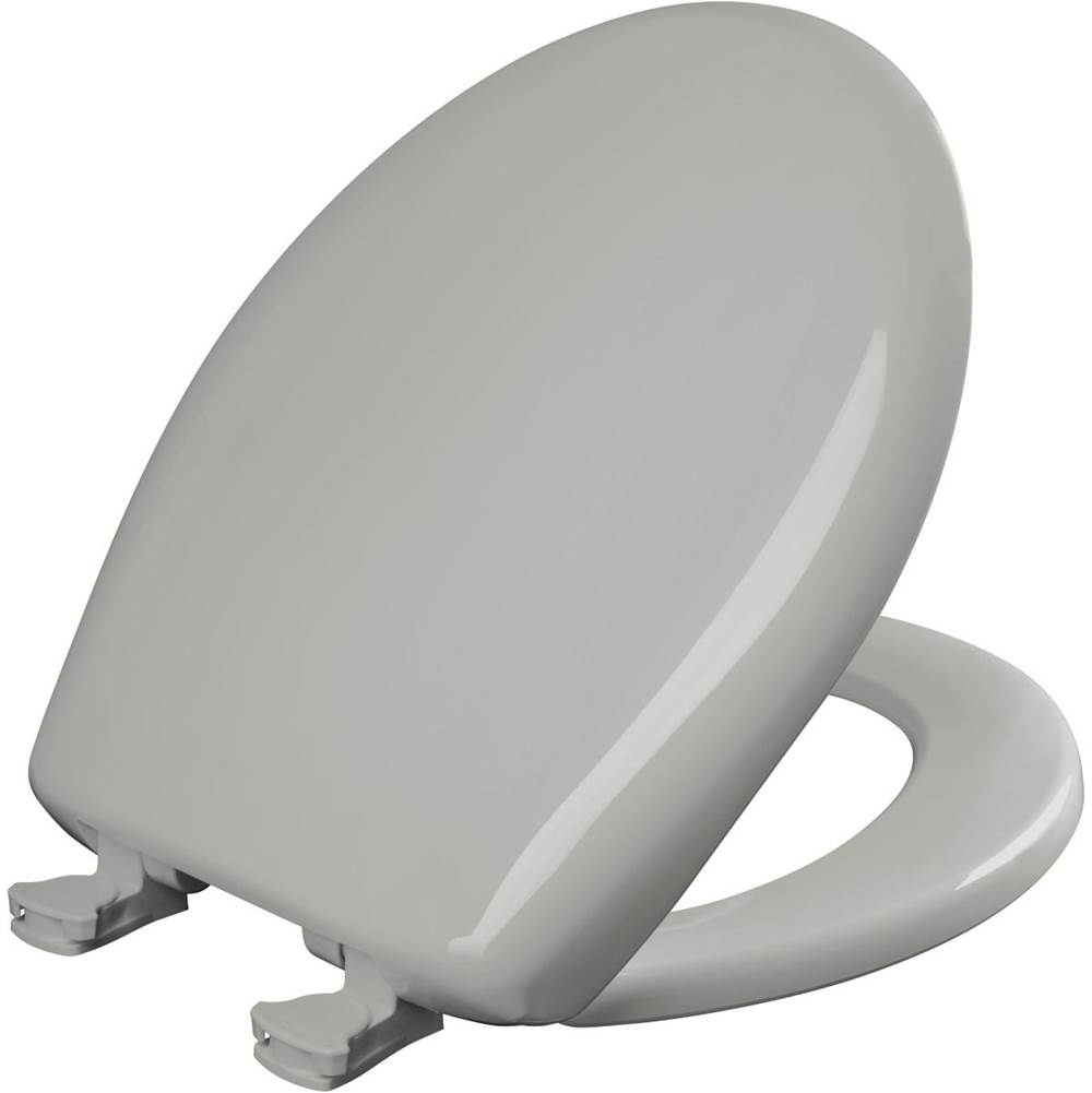 Bemis Round Plastic Toilet Seat with WhisperClose with EasyClean & Change Hinge and STA-TITE in Ice Grey
