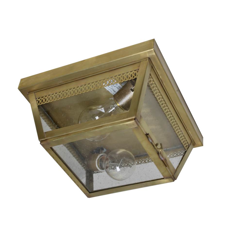 Brass Traditions Medium Tapered Two Light Flush Mount Lantern with optional gallery detail