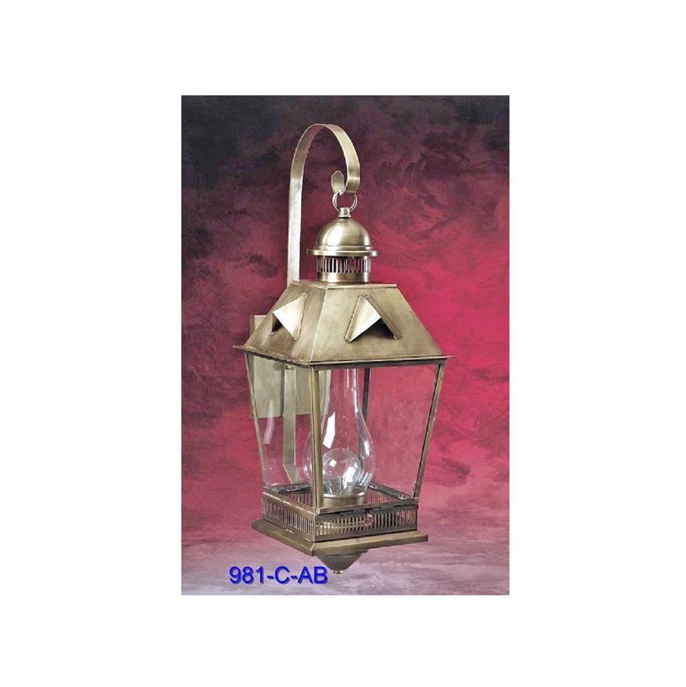 Brass Traditions Large Tudor Style Peak Detail One Light Wall Lantern with hurricane