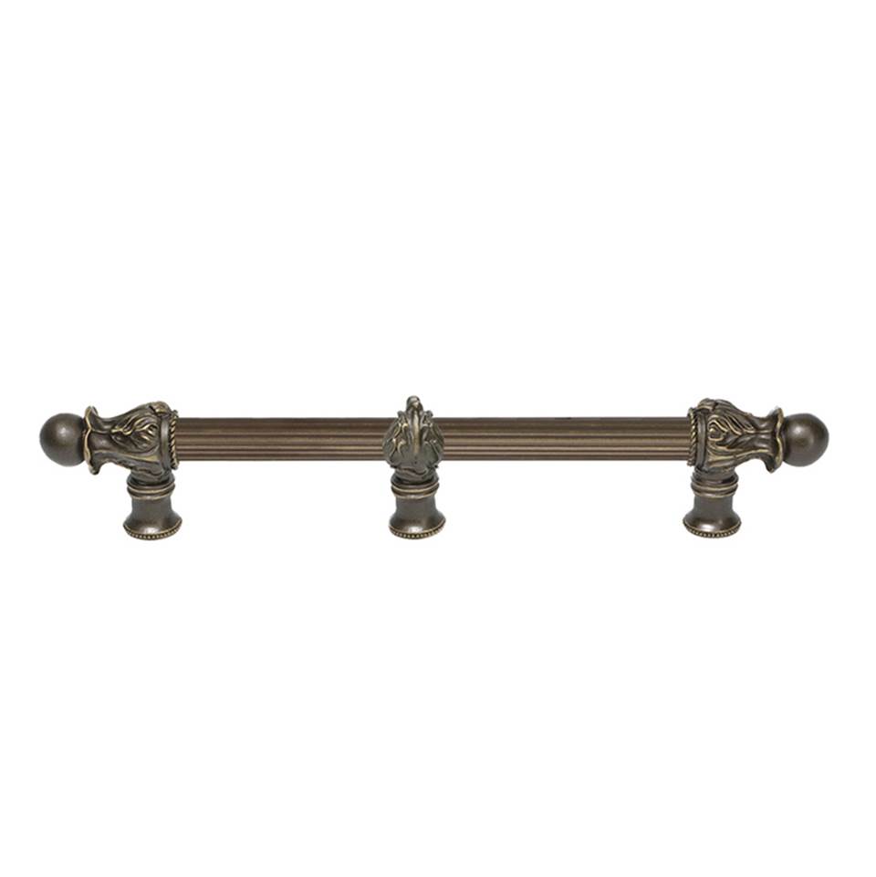Carpe Diem Hardware Acanthus 9'' O.C. (Approx.) With 5/8'' Reeded Center and Center Brace Long Pull Romanesque Style In Antique Brass.