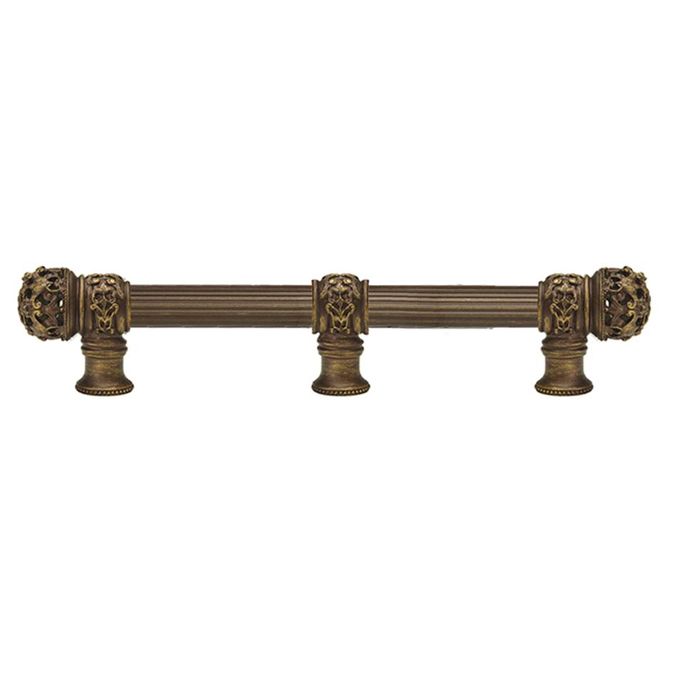 Carpe Diem Hardware Juliane Grace 9'' O.C. (Approximately) With 5/8'' Reeded Center Long Pull and Center Brace Small Finial In Antique Brass.