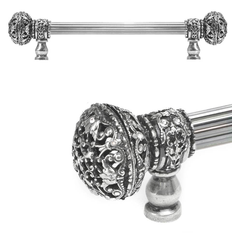 Carpe Diem Hardware Juliane Grace 9'' O.C. (Approximately) With 5/8'' Reeded Center Long Pull Large Finial With Clear Swarovski Crystals In Chalice.