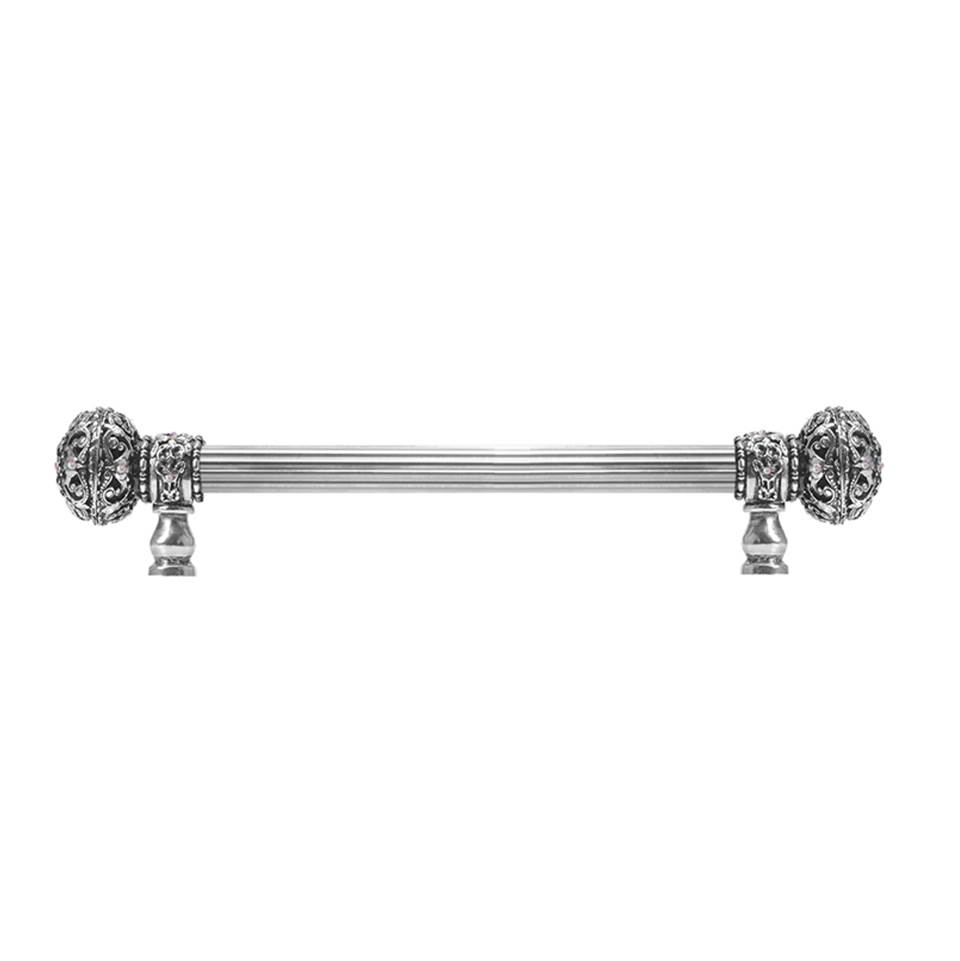 Carpe Diem Hardware Juliane Grace 9'' O.C. (Approx) With 5/8'' Reeded Center Long Pull Large Finial W/ 56 Swarovski Clear and Aurore Boreale Crystals