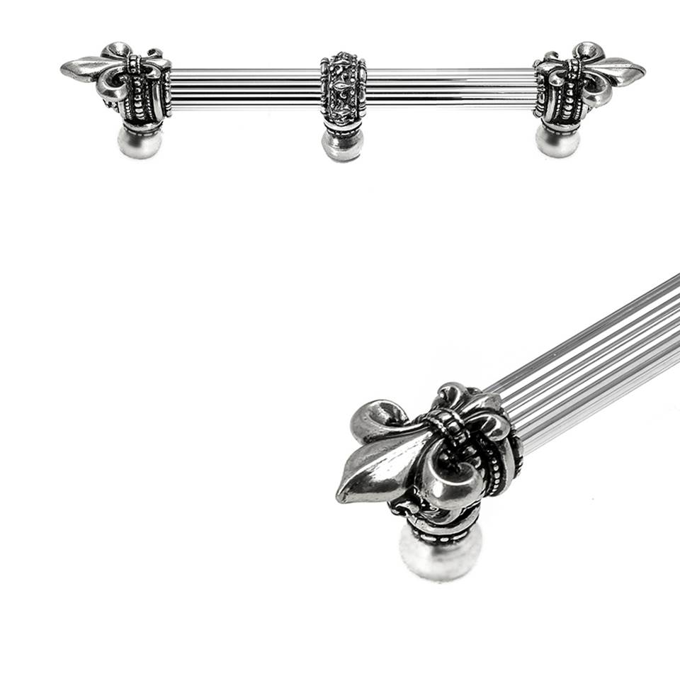 Carpe Diem Hardware Charlemagne 9'' O.C. (Approximately) With 5/8'' Reeded Center Long Pull With Large Fleur De Lys With Center Brace