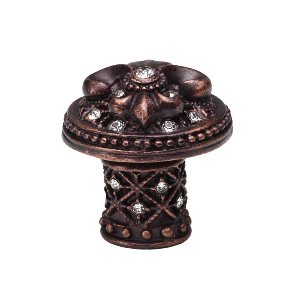 Carpe Diem Hardware Versailles Large Round Knob Fleur De Lys Decorative Column Foot w/ Swarovski Crystals