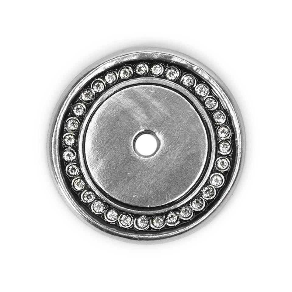 Carpe Diem Hardware Cache Round Back Plate With Swarovski Clear Crystals In Chalice.