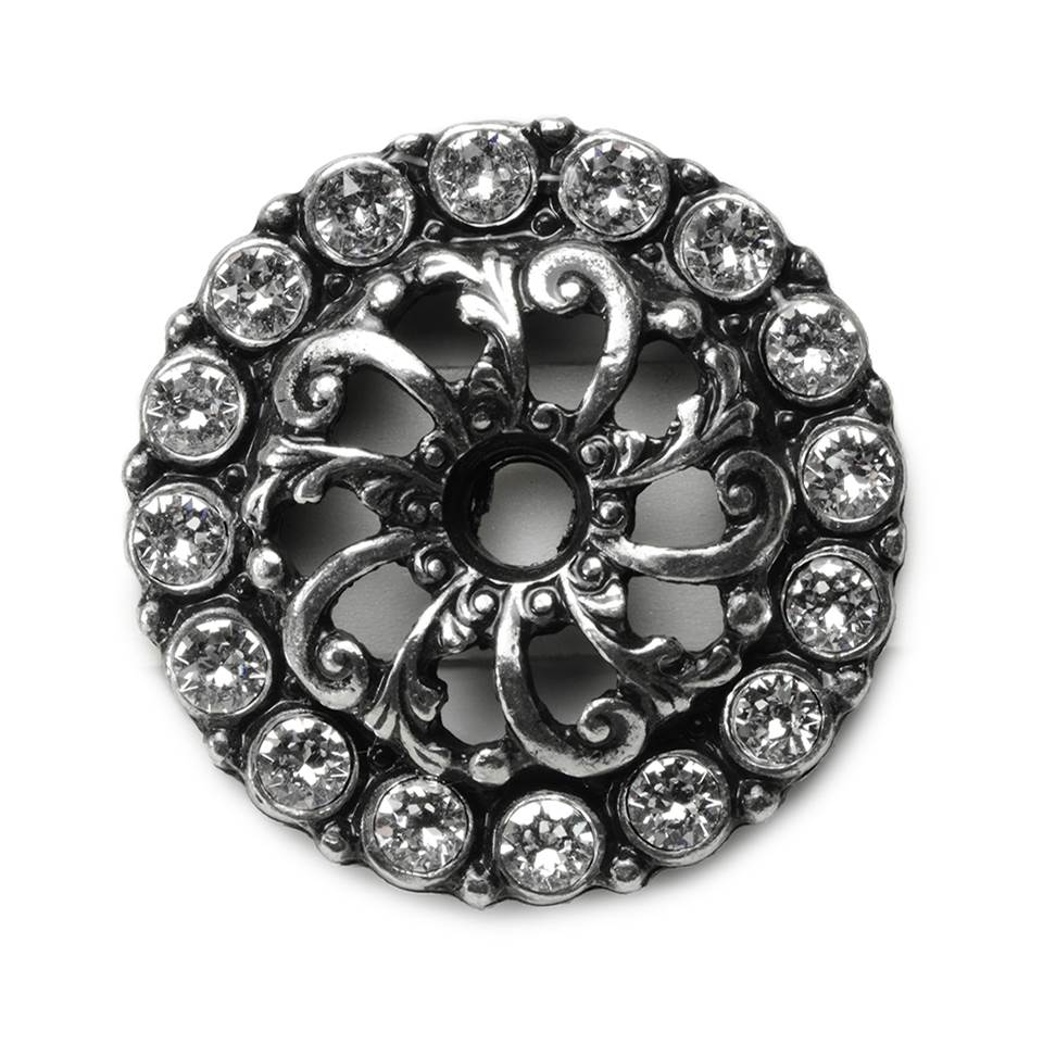 Carpe Diem Hardware Cache Small Round Back Plate With 16 Swarovski Clear Crystals In Chalice.