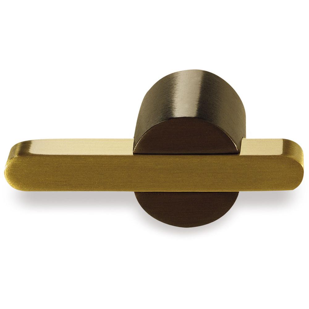 Colonial Bronze T Cabinet Knob Hand Finished in Pewter and Matte Satin Nickel