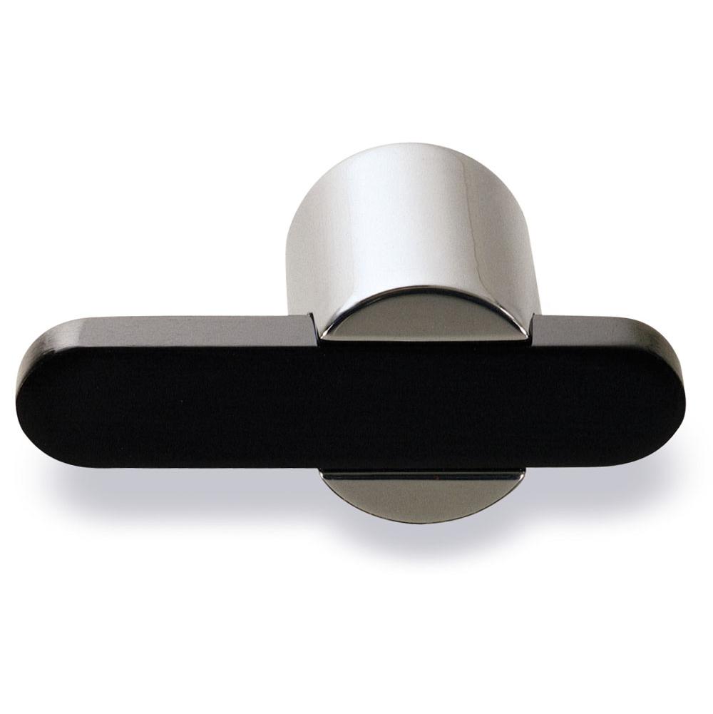 Colonial Bronze T Cabinet Knob Hand Finished in Matte Satin Black and Matte Satin Chrome