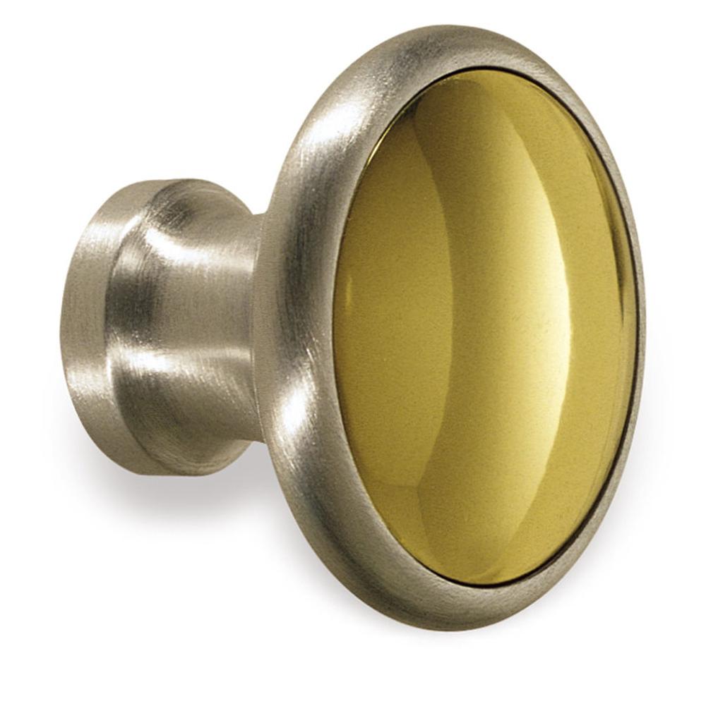 Colonial Bronze Cabinet Knob Hand Finished in Pewter and Satin Brass