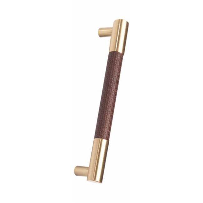 Colonial Bronze Leather Accented Round Appliance Pull, Door Pull, Shower Door Pull, Towel Bar With Straight Posts, Matte Antique Copper x Woven Bitter Chocolate Leather