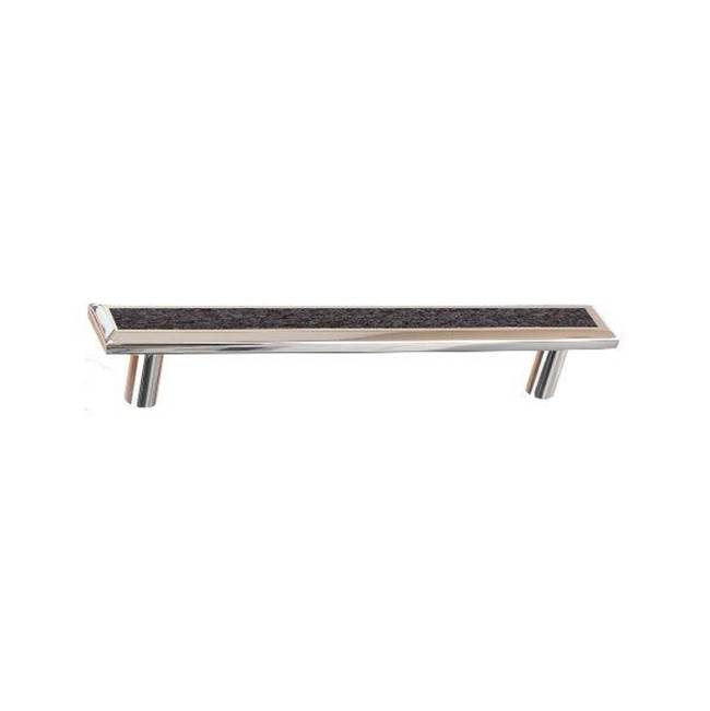 Colonial Bronze Leather Accented Rectangular, Beveled Appliance Pull, Door Pull, Shower Door Pull With Straight Posts, Frost Nickel x Woven Fudge Leather