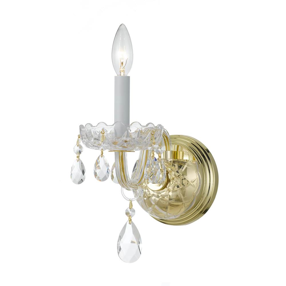 Crystorama Traditional Crystal 1 Light Spectra Crystal Polished Brass Sconce
