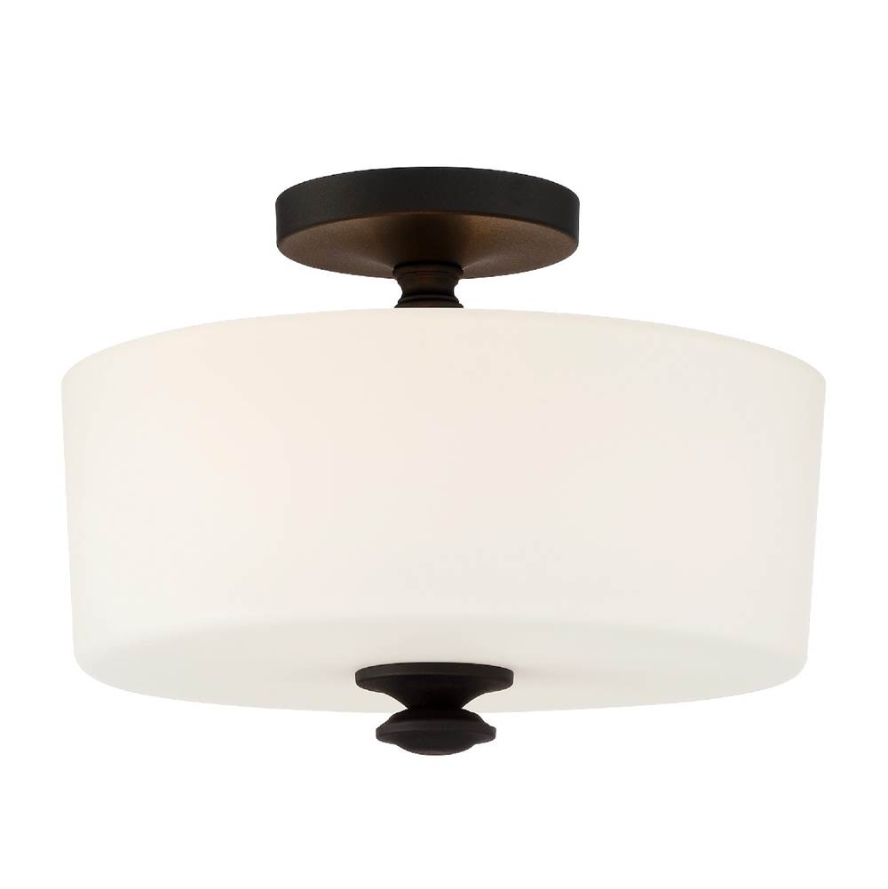 Crystorama Travis 2 Light Black Forged Ceiling Mount