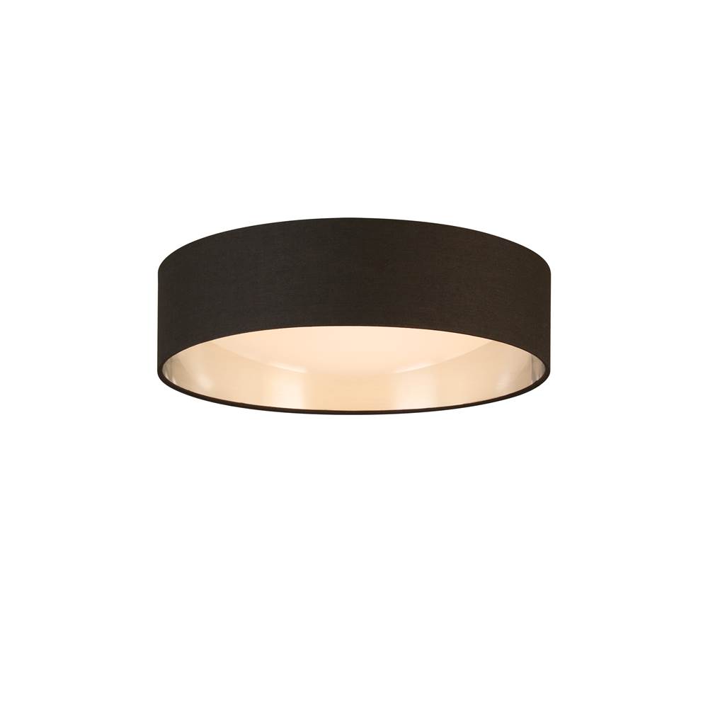 Eglo LED Ceiling Light - 16'' Black Exterior and Brushed Nickel Interior fabric Shade w/ Acrylic Diffuser