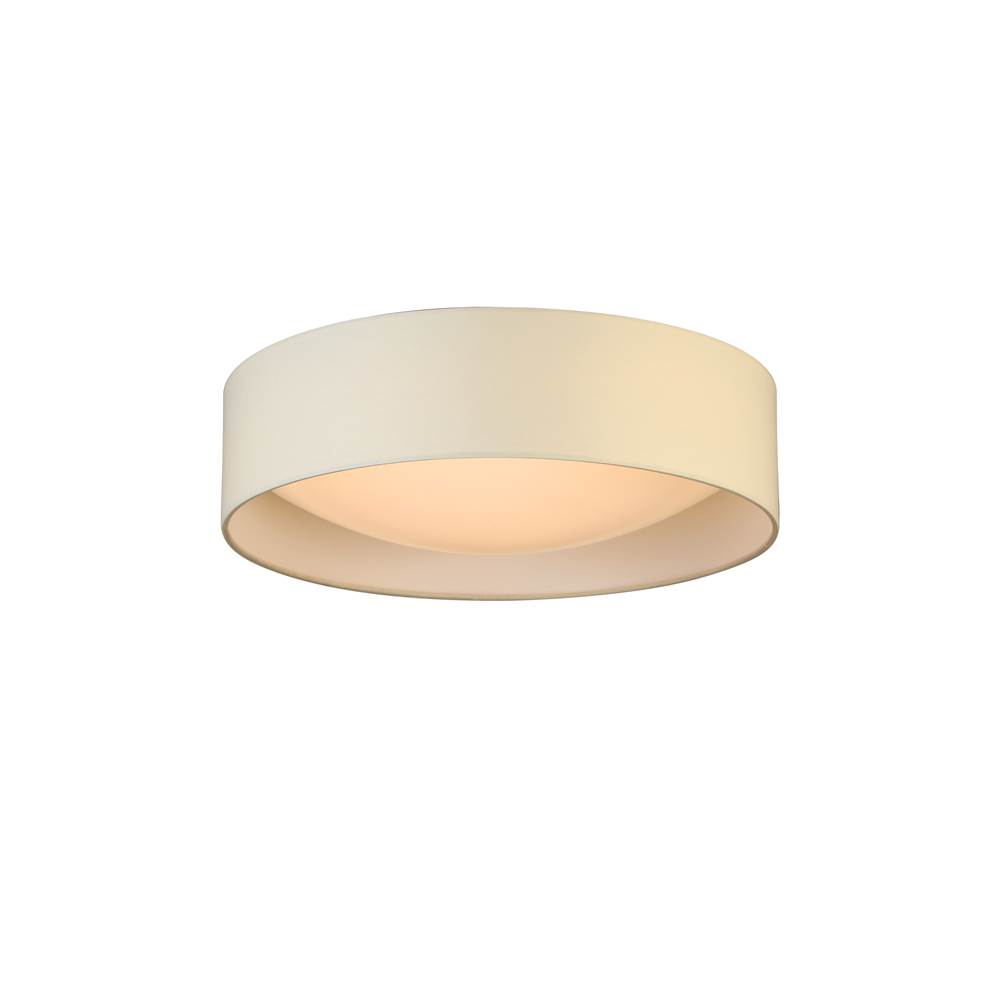 Eglo LED Ceiling Light - 16'' White Fabric Shade w/ Acrylic White Diffuser