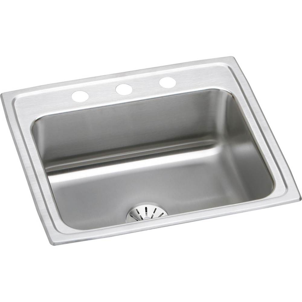 Elkay Lustertone Classic Stainless Steel 22'' x 19-1/2'' x 7-5/8'', 0-Hole Single Bowl Drop-in Sink with Perfect Drain