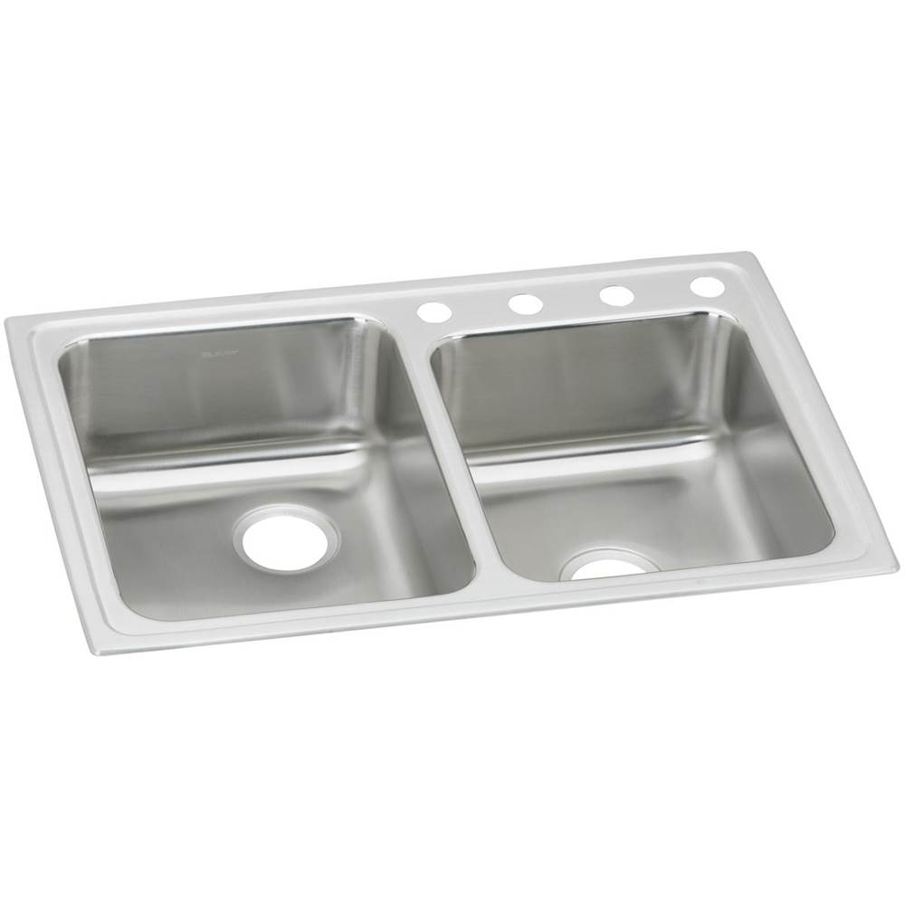 Elkay Lustertone Classic Stainless Steel 33'' x 22'' x 6'', Offset 3-Hole Double Bowl Drop-in ADA Sink
