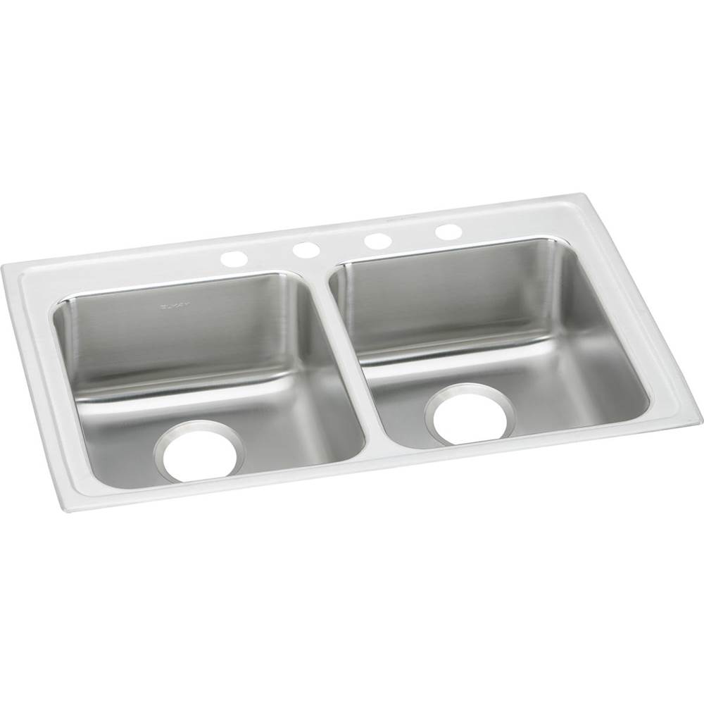 Elkay Lustertone Classic Stainless Steel 29'' x 22'' x 6'', 2-Hole Equal Double Bowl Drop-in ADA Sink