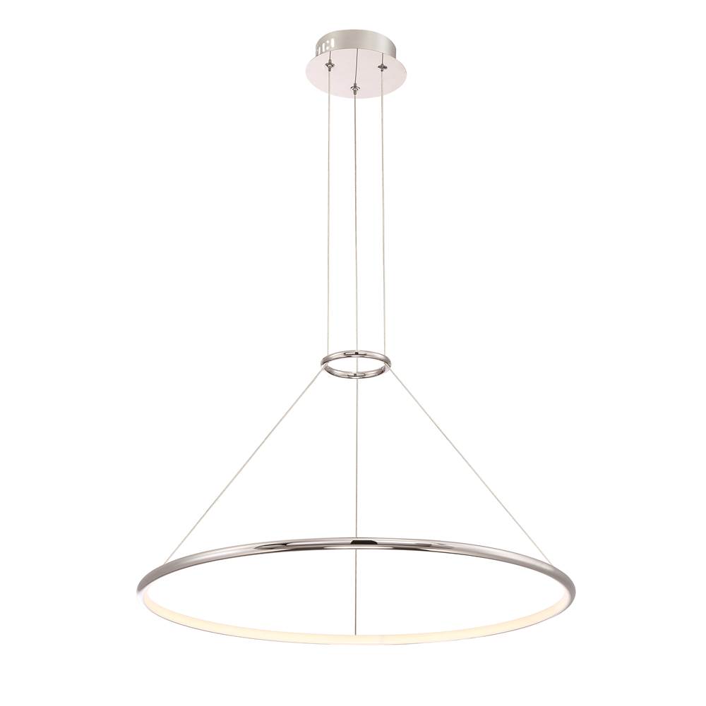 Eurofase Valley Contemporary LED Ring Light Pendant, Carved Polished Chrome Finish, 23.5 Inches in Diameter - 31858-014