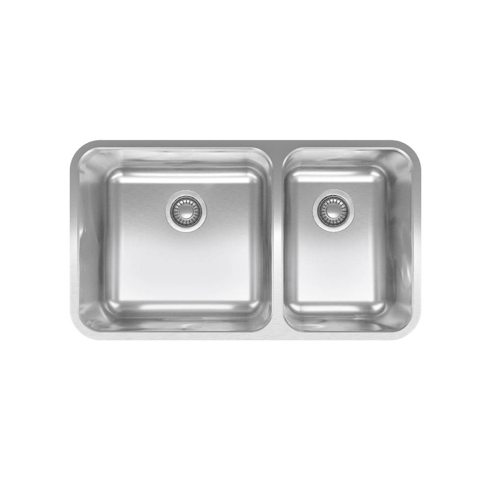 Franke Grande 32.88-in. x 18.7-in. 18 Gauge Stainless Steel Undermount Double Bowl Kitchen Sink - GDX16031RH