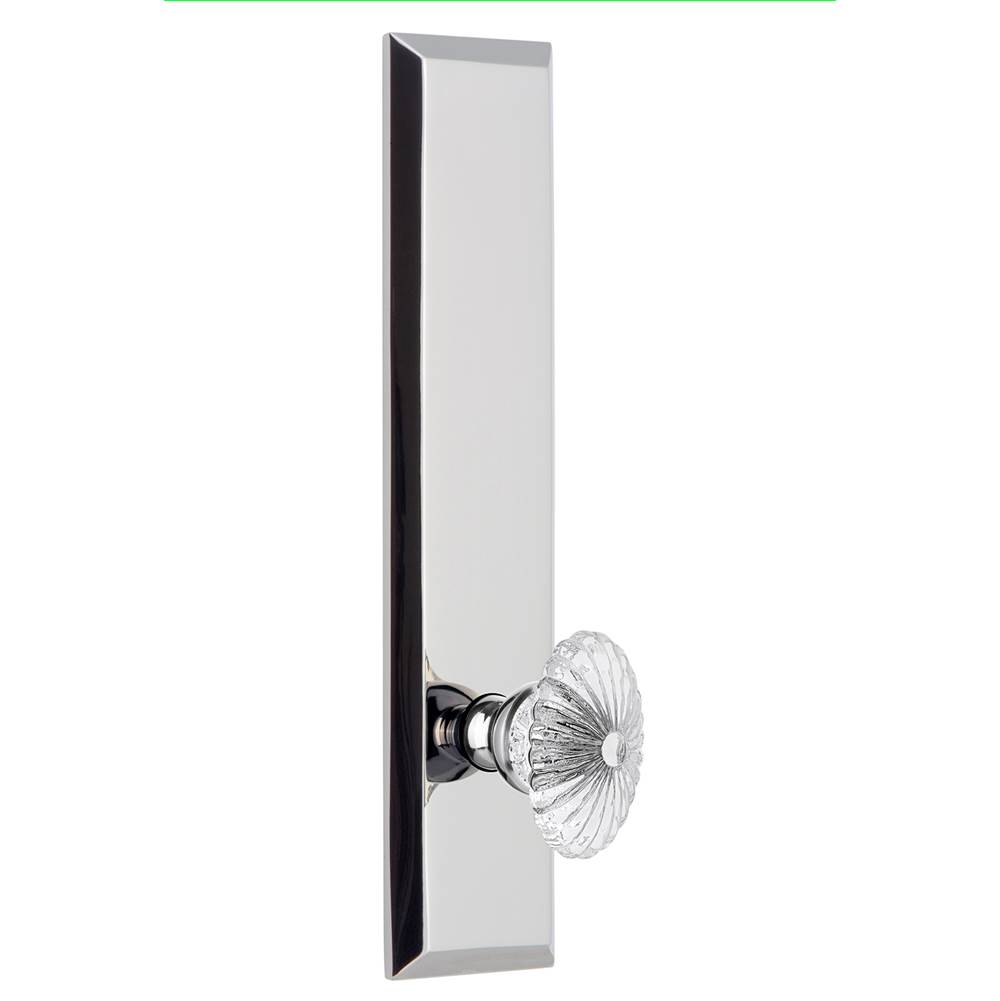Grandeur Hardware Grandeur Hardware Fifth Avenue Tall Plate Passage with Burgundy Knob in Bright Chrome