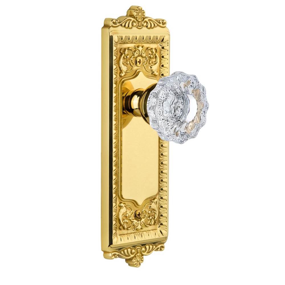Grandeur Hardware Grandeur Windsor Plate Passage with Versailles knob in Polished Brass