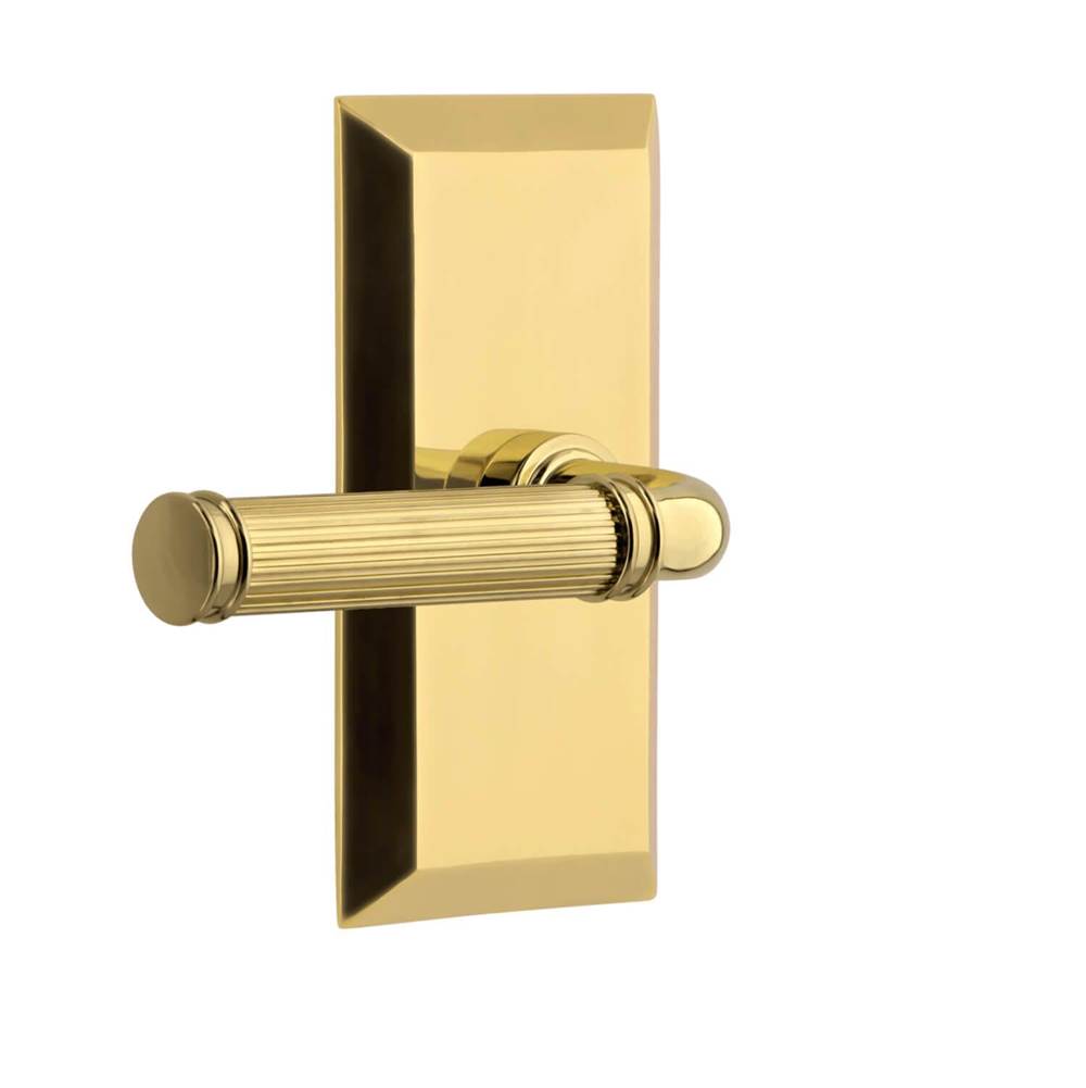 Grandeur Hardware Fifth Avenue Short Plate Privacy with Soleil Lever in Lifetime Brass