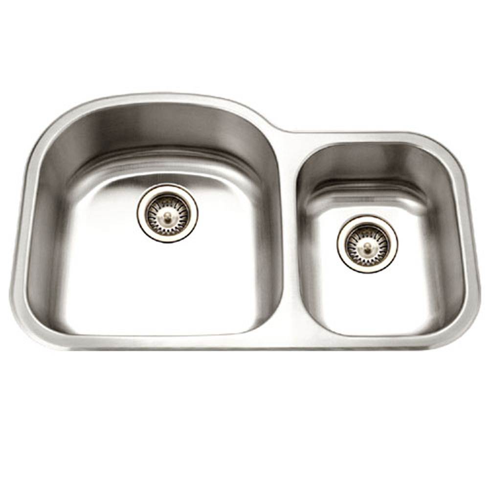 Hamat Undermount Stainless Steel 70/30 Double Bowl Kitchen Sink, Small Bowl Right