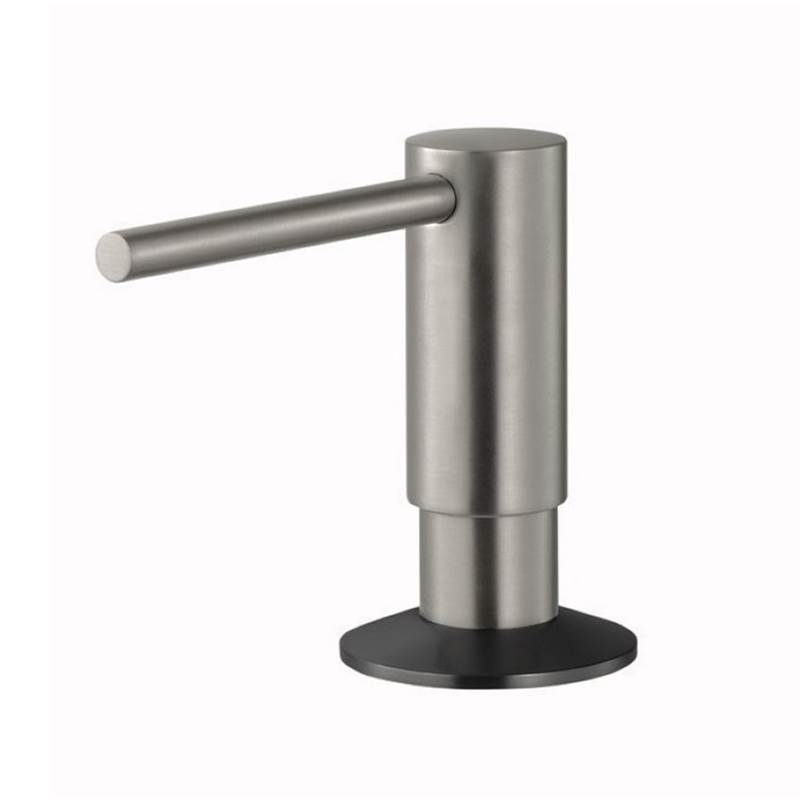 Hamat Soap Dispenser with Pump and Bottle in Brushed Nickel and Matte Black