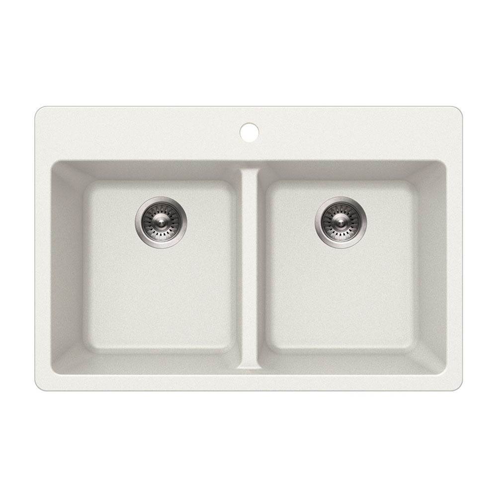 Hamat Granite Topmount 50/50 Double Bowl Kitchen Sink, White