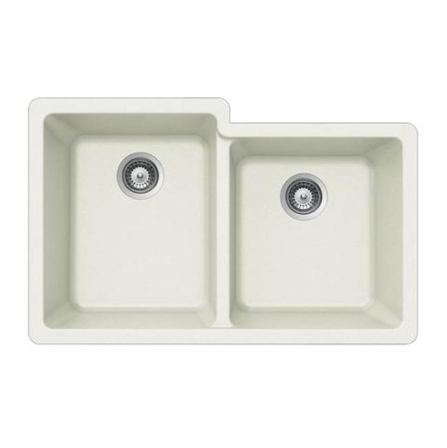 Hamat Granite Undermount 60/40 Double Bowl Kitchen Sink, White