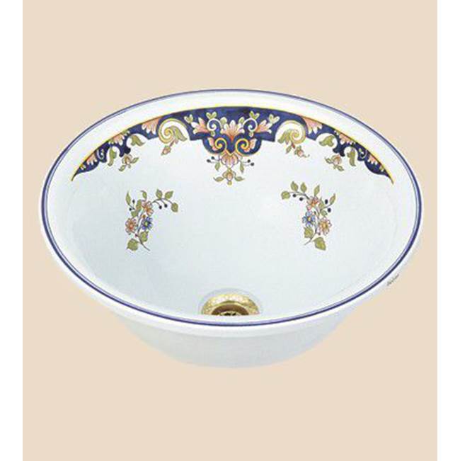 Herbeau ''Sambre'' Ceramic Round Countertop Lavatory Bowl in Berain Rose